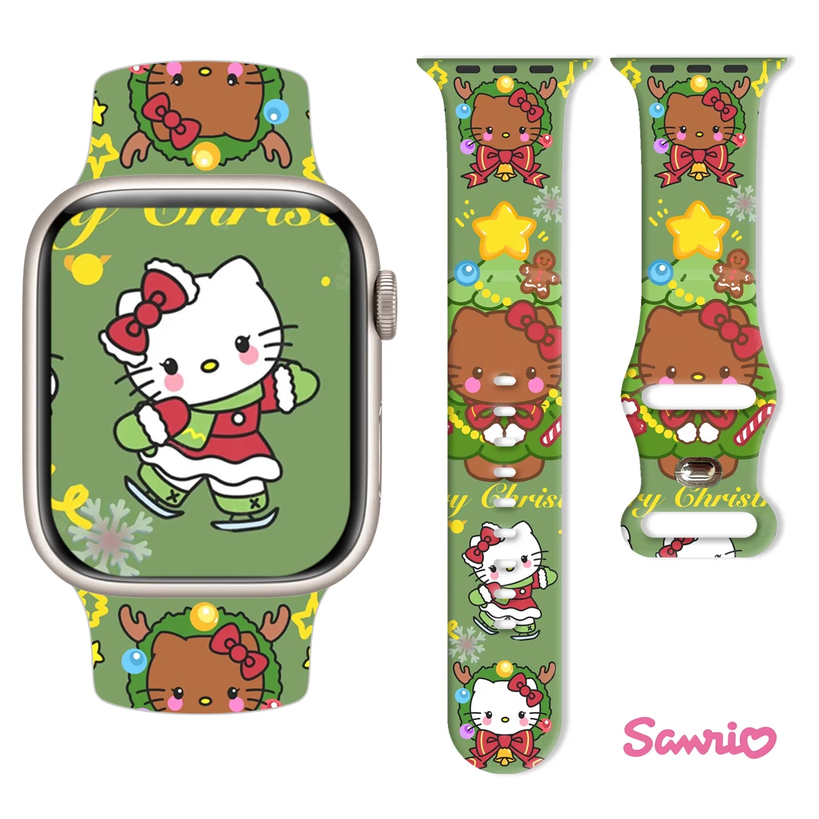 Sanrio Hello Kitty Christmas Strap for Apple Watch 9 8 7 SE 6 Silicone Band Replaceable Bracelet for Iwatch 45Mm 44Mm 42Mm 41Mm